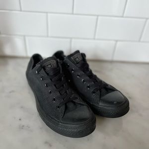 CONVERSE ALL STAR CANVAS LOW TOP SNEAKERS MONO BLACK SOLE WOMENS SHOES 8.5